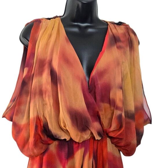 Haute Hippie Cowl Drape Front Wrap Silk Dress - Picture 3 of 8